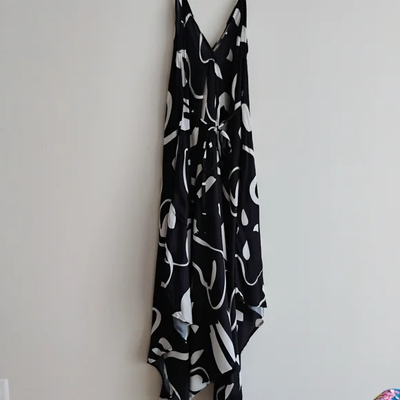 World Market Goa Harem Jumpsuit Black Baggy Romper Abstract Artsy S/M SIZE 2-8 - Picture 12 of 12